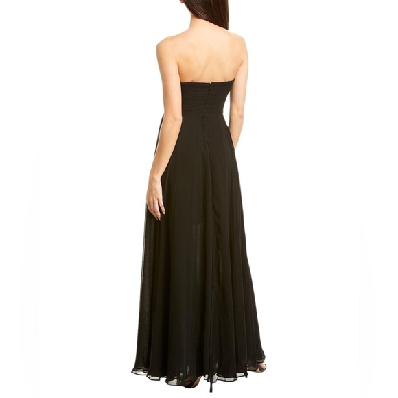 NWT Fame and Partners Black Strapless Chiffon Gown Size 6 - Picture 2 of 13